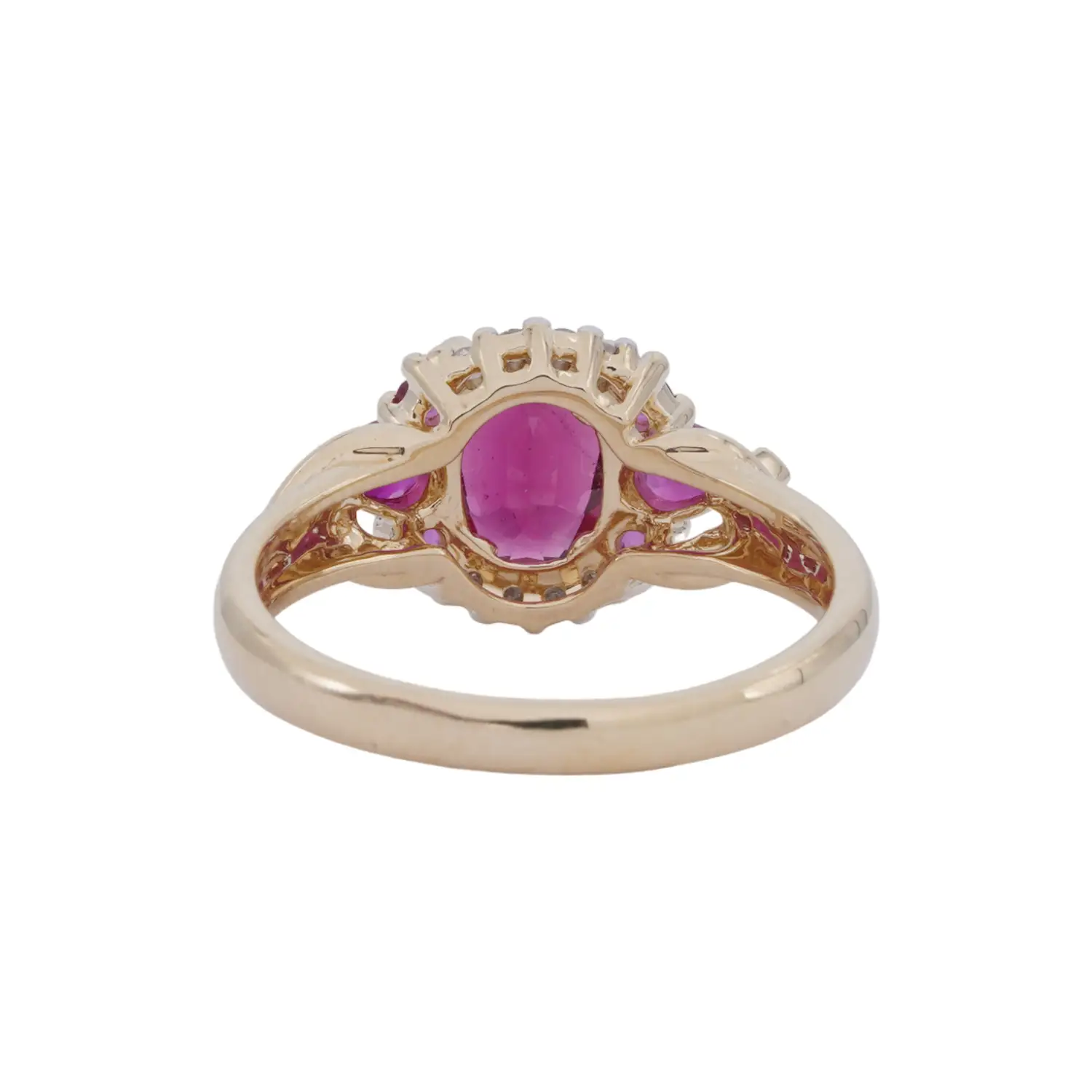แหวนทอง10K ประดับ รูเบลไลต์ ทับทิมสยาม และเพชรสีขาว - Image 4