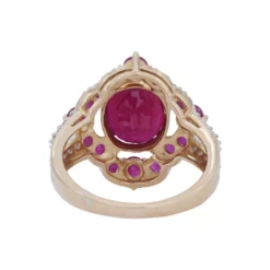 แหวนทอง10K ประดับทับทิม และเซอร์คอนสีขาว - Image 4