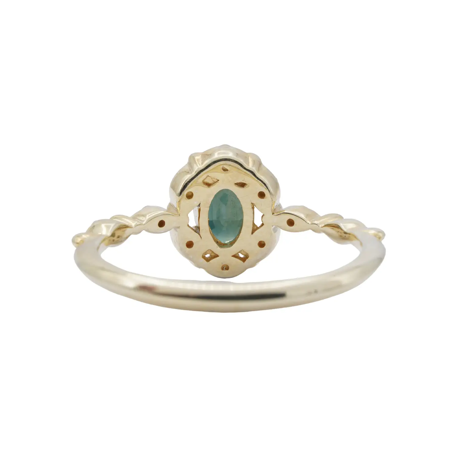 แหวนเงิน925 ชุบทอง18K ประดับเขียวส่องและเพชร(PK) - Image 5