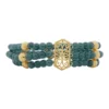 สร้อยข้อมือหยกเจไดต์ ดีไซน์สามเส้น ตัวเรือน เงิน925ชุบทอง18K