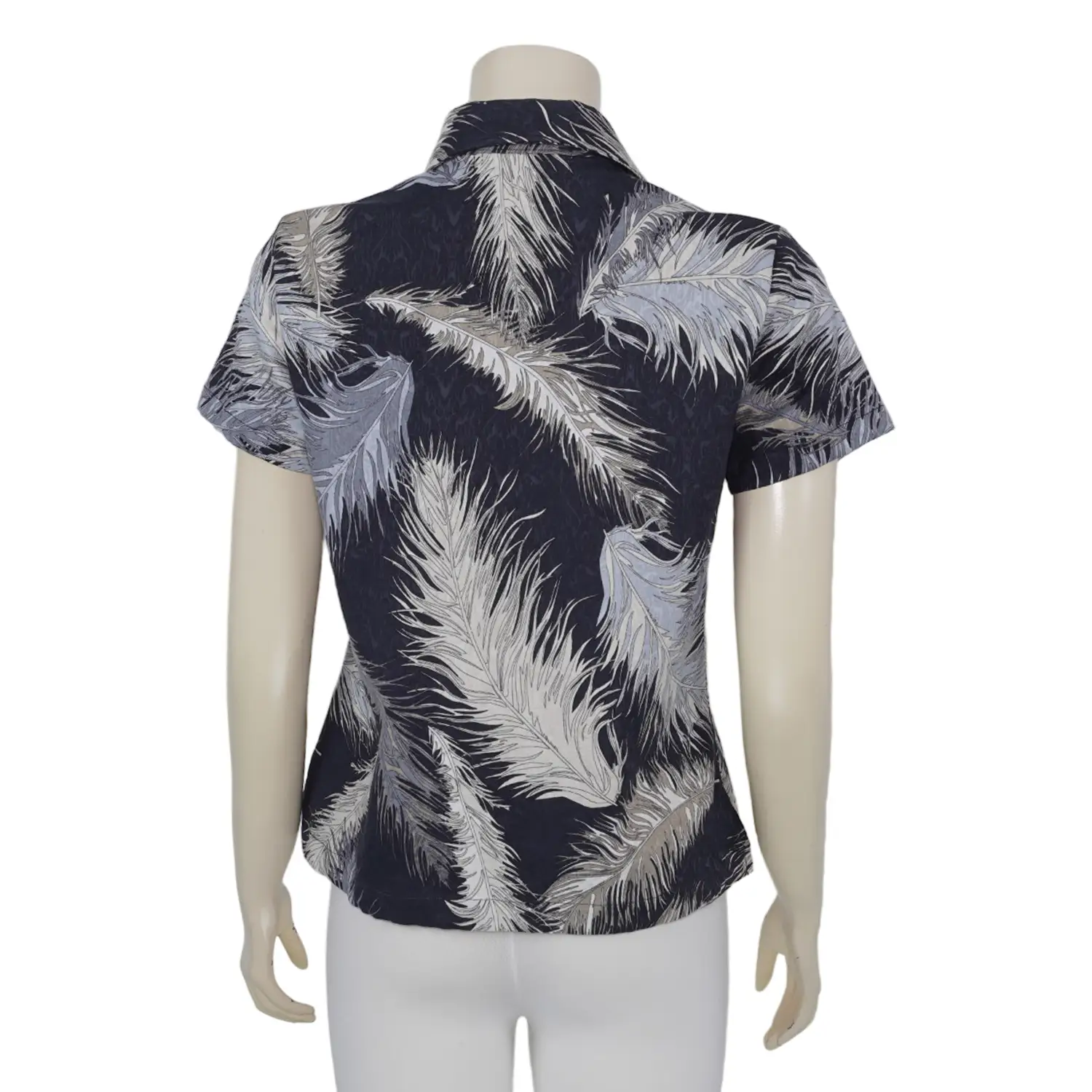 เสื้อเชิ้ตสตรีแขนสั้น พ้าพิมพ์ลายขนนก - Image 3
