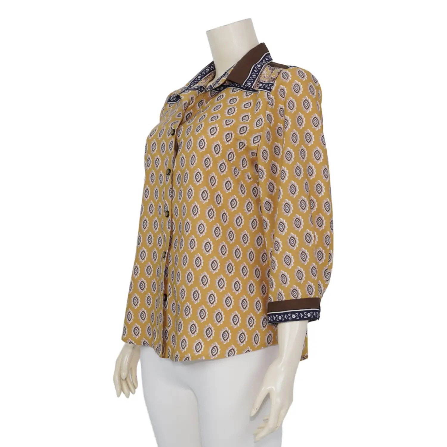 เสื้อเชิ้ตสตรี แขนกระบอก ยาว 4 ส่วน ผ้าพีชสกินลาย Thai Painting - Image 4