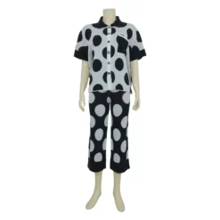 เซตโพลก้า ดอท บันนี่ เสื้อเชิ้ตและกางเกง ทรงคูลอตยาว 4 ส่วน - Image 2