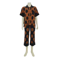 เซตโพลก้า ดอท บันนี่ เสื้อเชิ้ตและกางเกง ทรงคูลอตยาว 4 ส่วน - Image 3