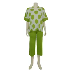 เซตโพลก้า ดอท เบสิก เสื้อคอจีนและกางเกง ทรงคูลอตยาว 4 ส่วน - Image 3