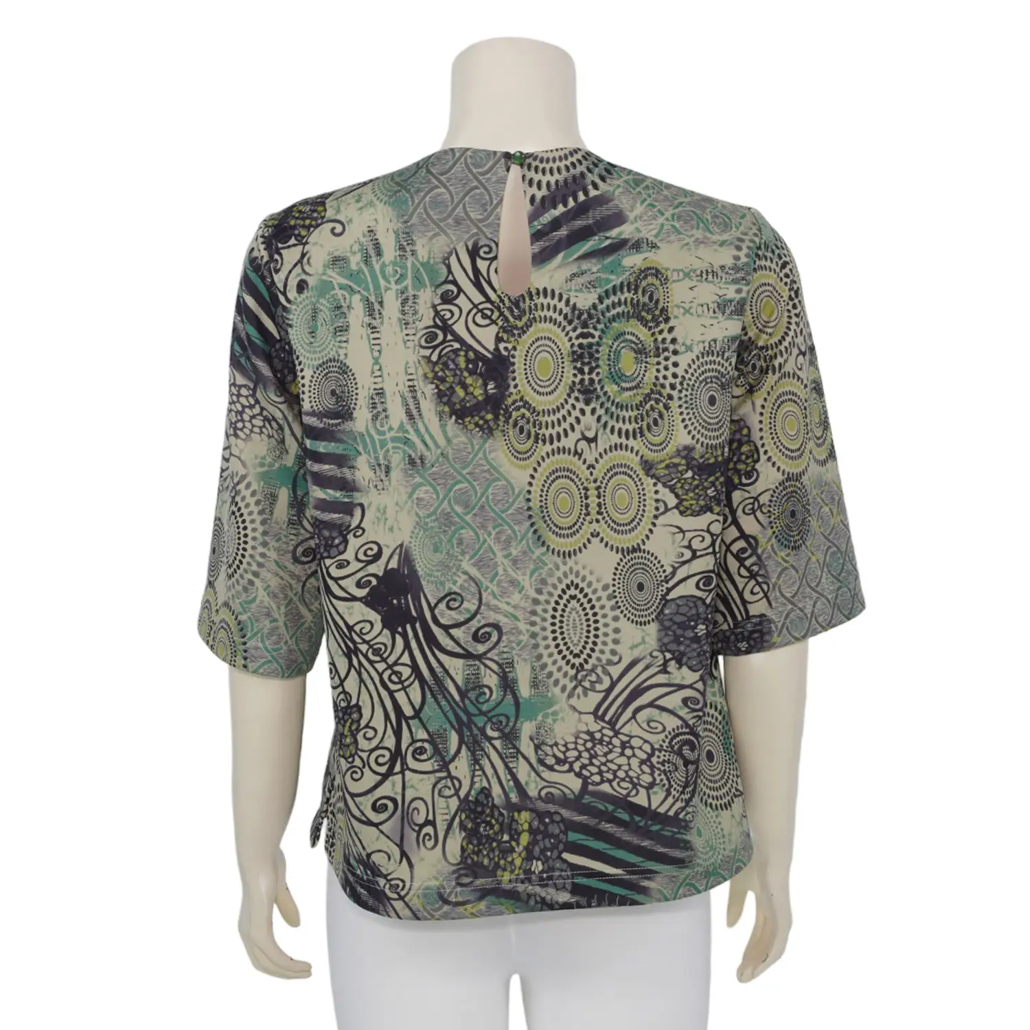 เสื้อคอกลมแขนสั้น ผ้าคูชั่นพิมพ์ลายวินเทจ - Image 3