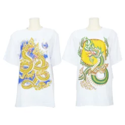 เซตเสื้อยืดคอกลมสีขาว  พิมพ์ลายพญานาค
