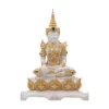 พระพุทธรูปหินอ่อนอินเดีย ทรงเครื่องจักรพรรดิ เงิน999 ชุบทอง ประดับอะเกต
