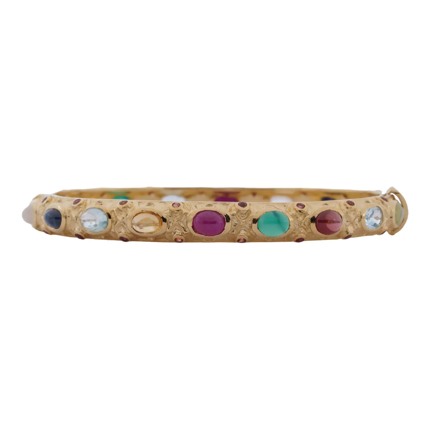 กำไลข้อมือ เงิน925 ชุบทอง24K ประดับอัญมณีหลากชนิด ทรงพิรอดนพเก้า - Image 3
