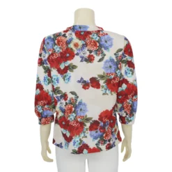 เสื้อคอกลม แขน 4 ส่วน ผ้าคูชั่นลายดอกไม้ - Image 5