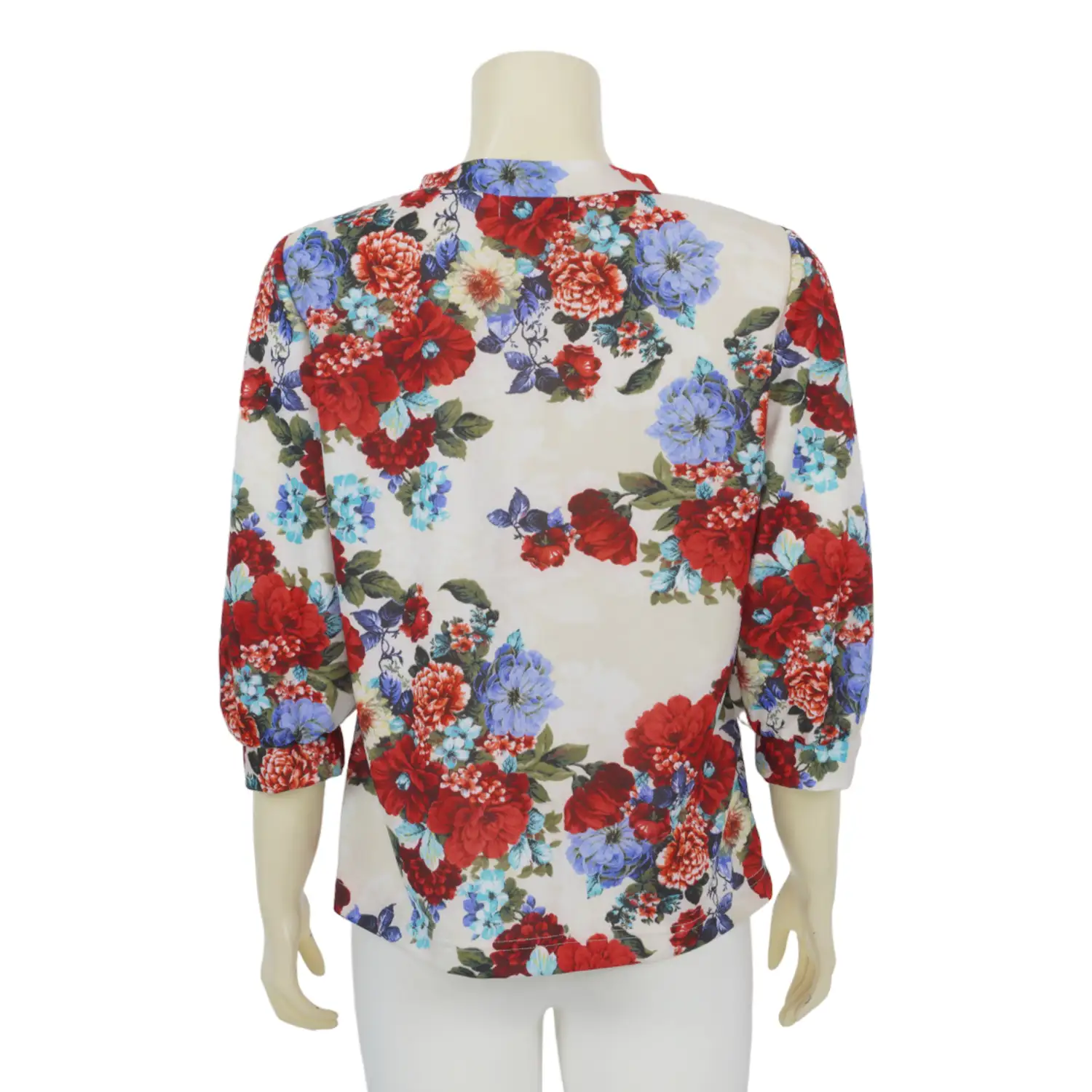 เสื้อคอกลม แขน 4 ส่วน ผ้าคูชั่นลายดอกไม้ - Image 5