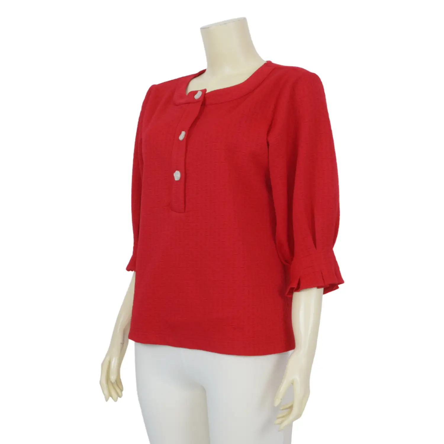 เสื้อคอกลม แขน 3 ส่วน แต่งจีบปลายแขน - Image 2