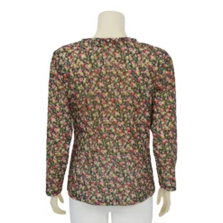 เสื้อคอกลม แขนยาว แต่งผ้าระบาย ผ้าราเชลลายฟลอรัล - Image 3