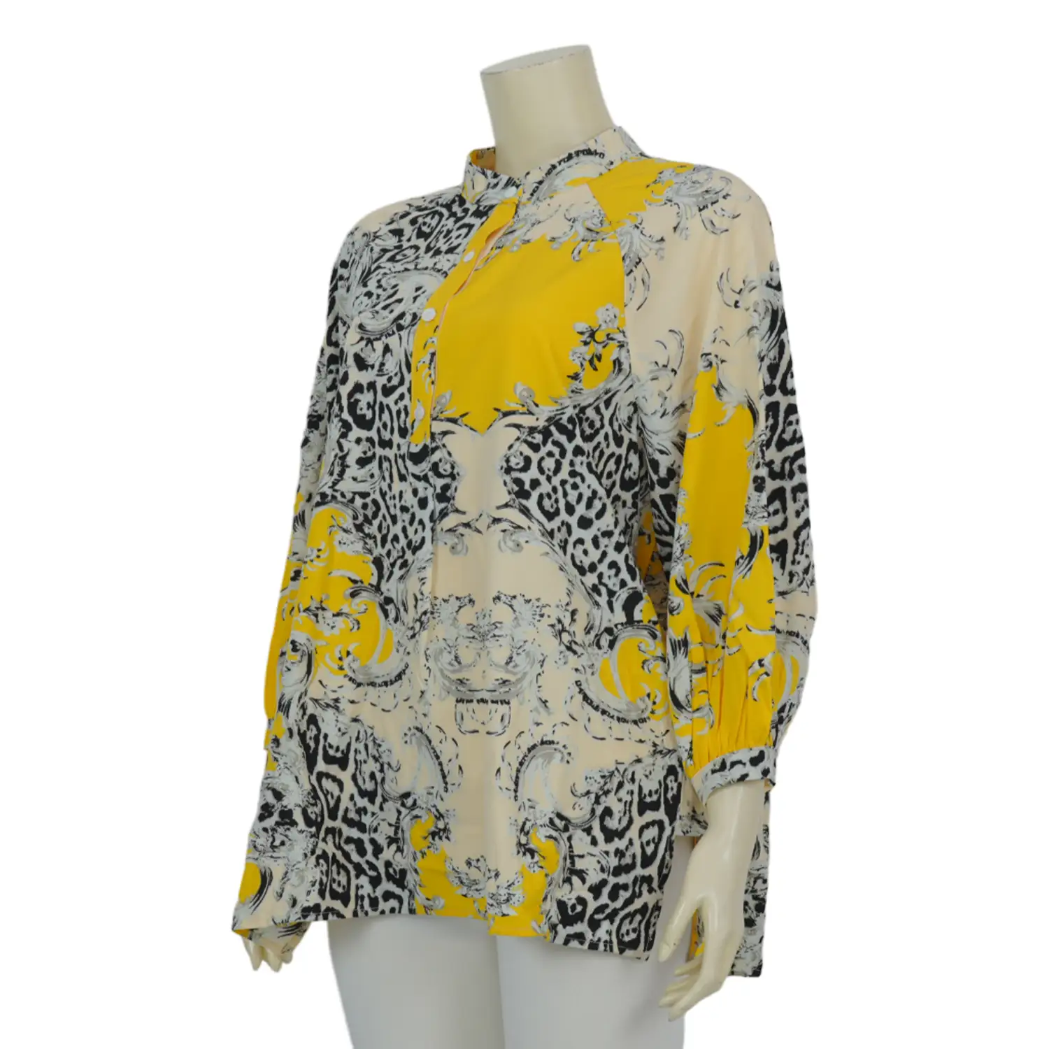 เสื้อคอจีน แขนแร็กแลน ลาย Yellow Leopard - Image 2