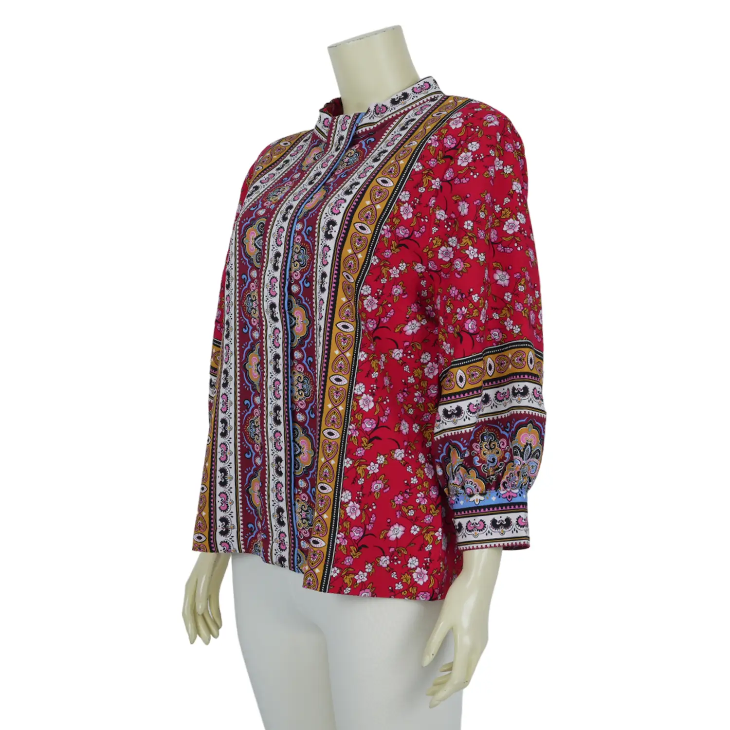 เสื้อคอปีน แขน 4 ส่วนผ้าปาเต๊ะ ลายดอกซากุระ - Image 5
