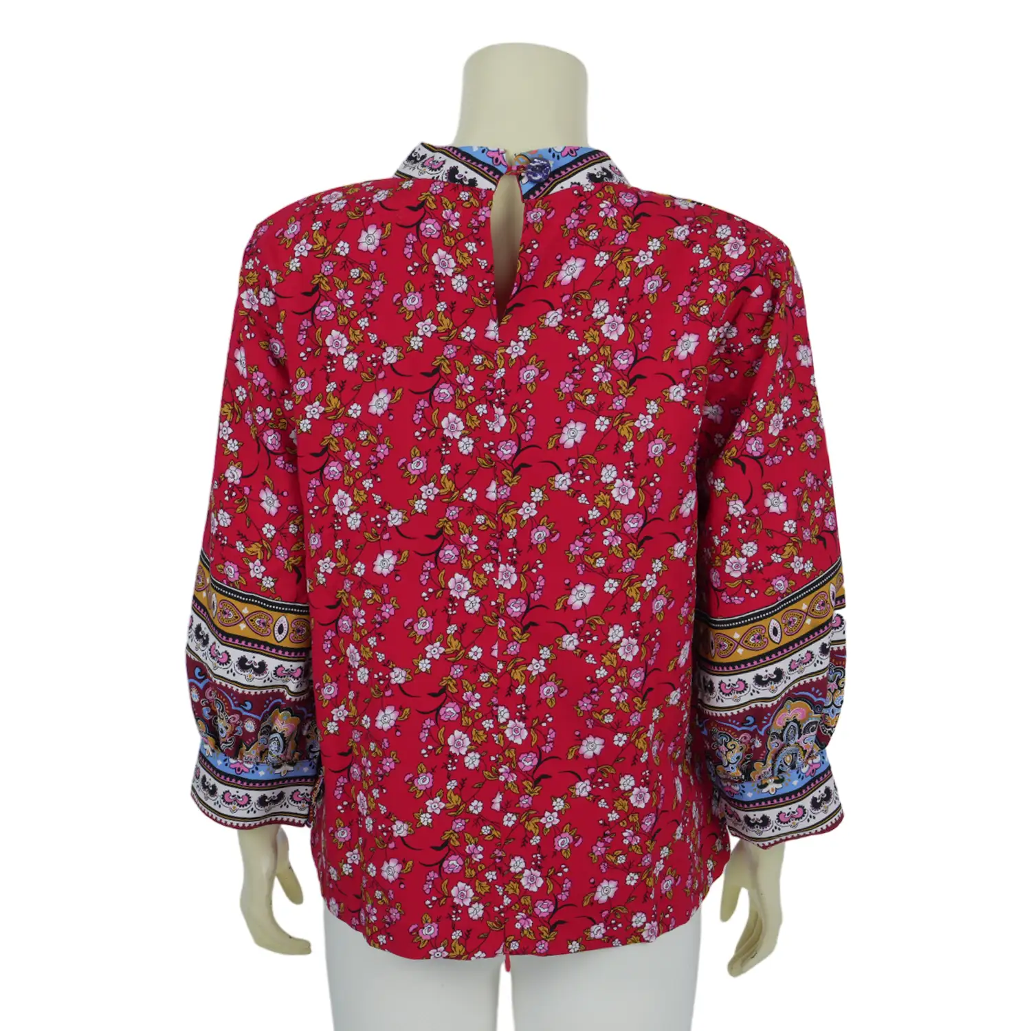 เสื้อคอปีน แขน 4 ส่วนผ้าปาเต๊ะ ลายดอกซากุระ - Image 4