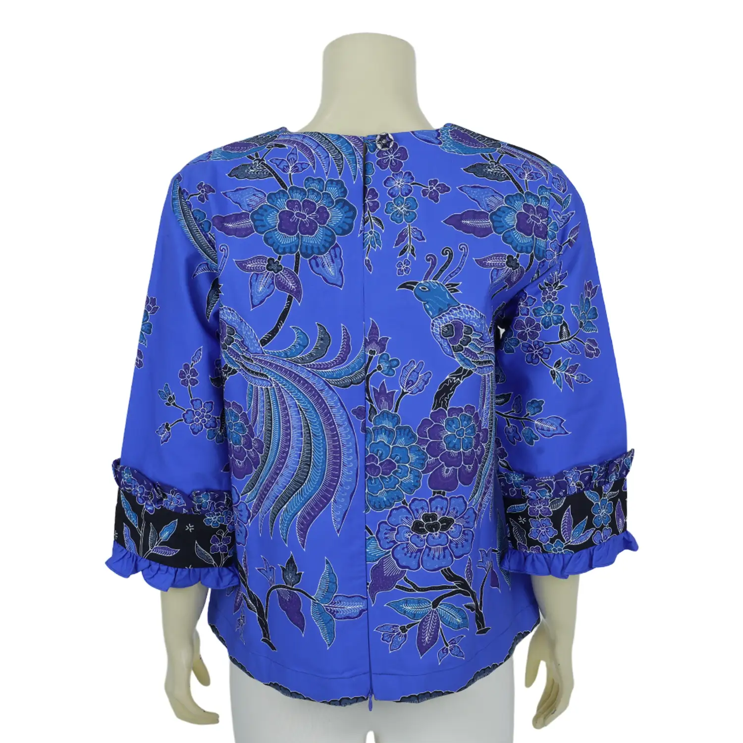 เสื้อคอกลม แขน 3 ส่วนผ้าปาเต๊ะลายนกปักษาสวรรค์ - Image 3