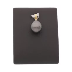 จี้ทอง14K  ประดับมุกเซาท์ซีสีดำ ทรงหยดน้ำและเพชร - Image 2