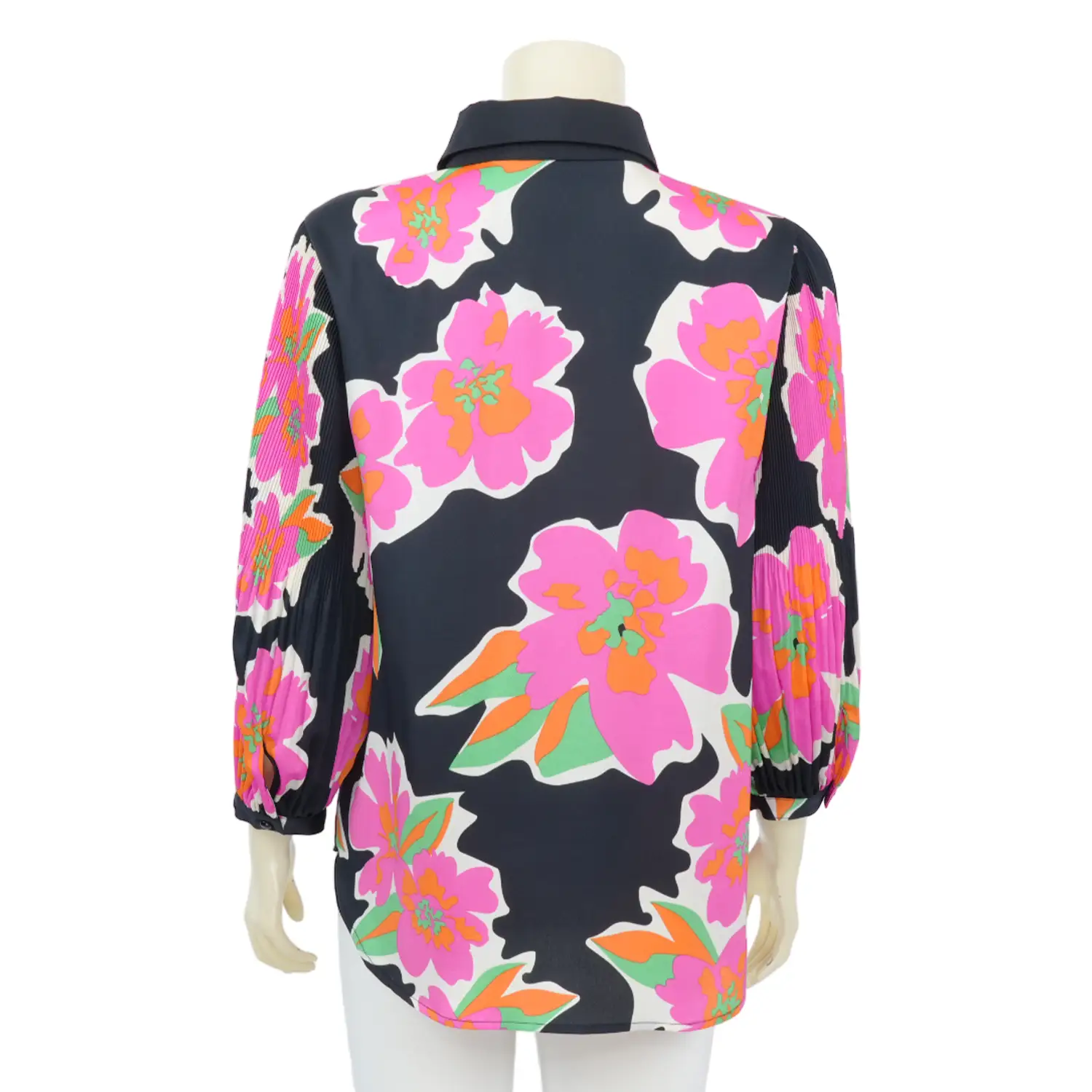 เสื้อเชิ้ต แขน 5 ส่วน ผ้าซาตินลายฟลอรัล - Image 3