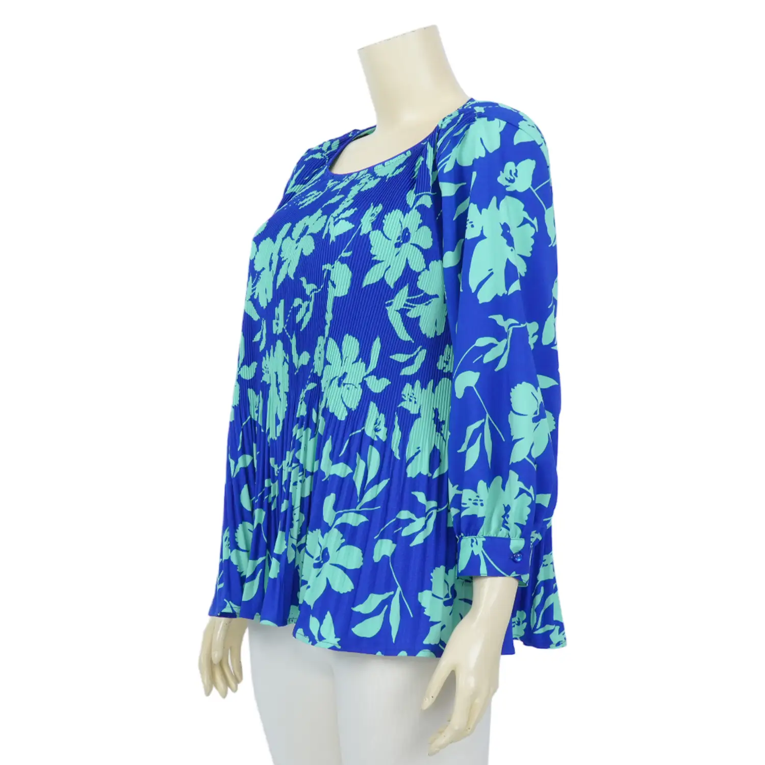 เสื้อคอกลม แขนพอง ยาว 5 ส่วน ผ้าซาตินอัดพลีท - Image 2