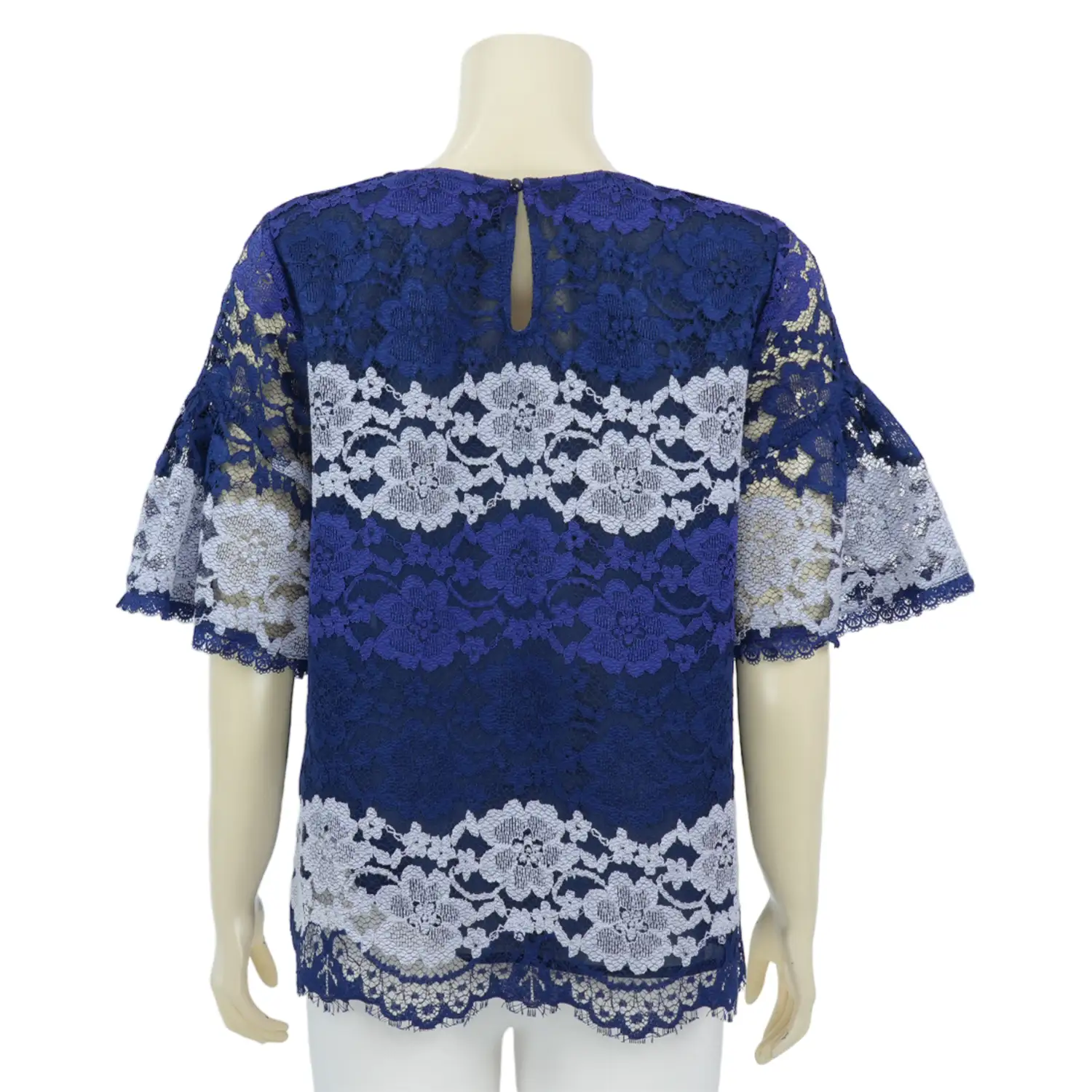 เสื้อคอกลมผ้าลูกไม้ แขนสั้นทรงกระดิ่ง - Image 3