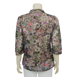 เสื้อเชิ้ต แขน 3 ส่วน ผ้าลูกไม้แฟนซีเหลือบสีทอง - Image 3
