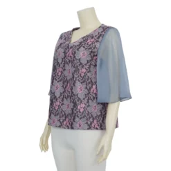 เสื้อคอวี แขนระบายยาว 3 ส่วน  ผ้าลูกไม้แฟนซี - Image 2