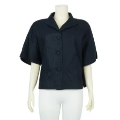 เสื้อสตรีคอปีนแขนสั้น ทรงปีกค้างคาว ผ้าตีเกล็ด - Image 2