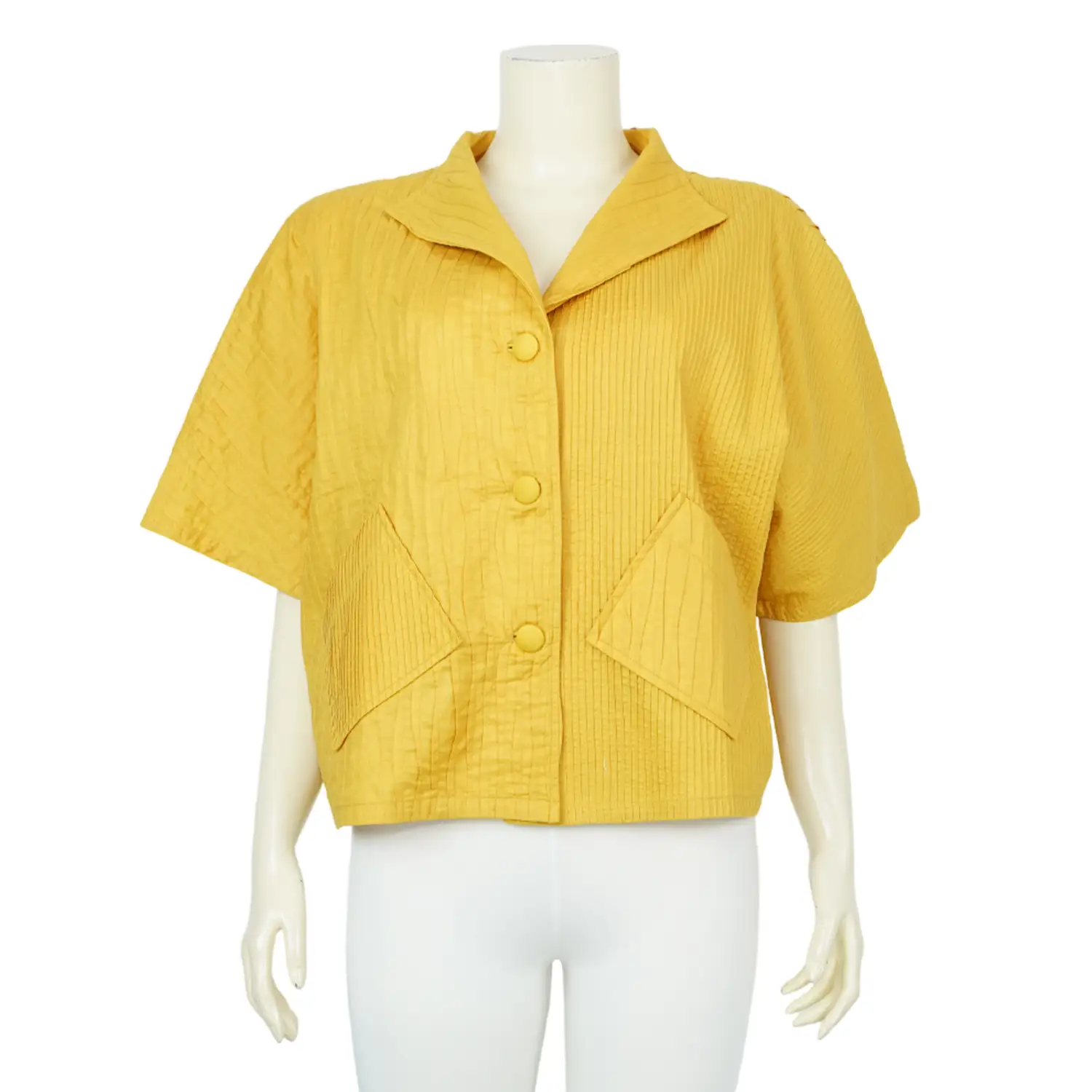 เสื้อสตรีคอปีนแขนสั้น ทรงปีกค้างคาว ผ้าตีเกล็ด - Image 3