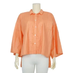 เสื้อสตรีคอปกแขนบาน ยาว 5 ส่วนทรงไหล่ตก