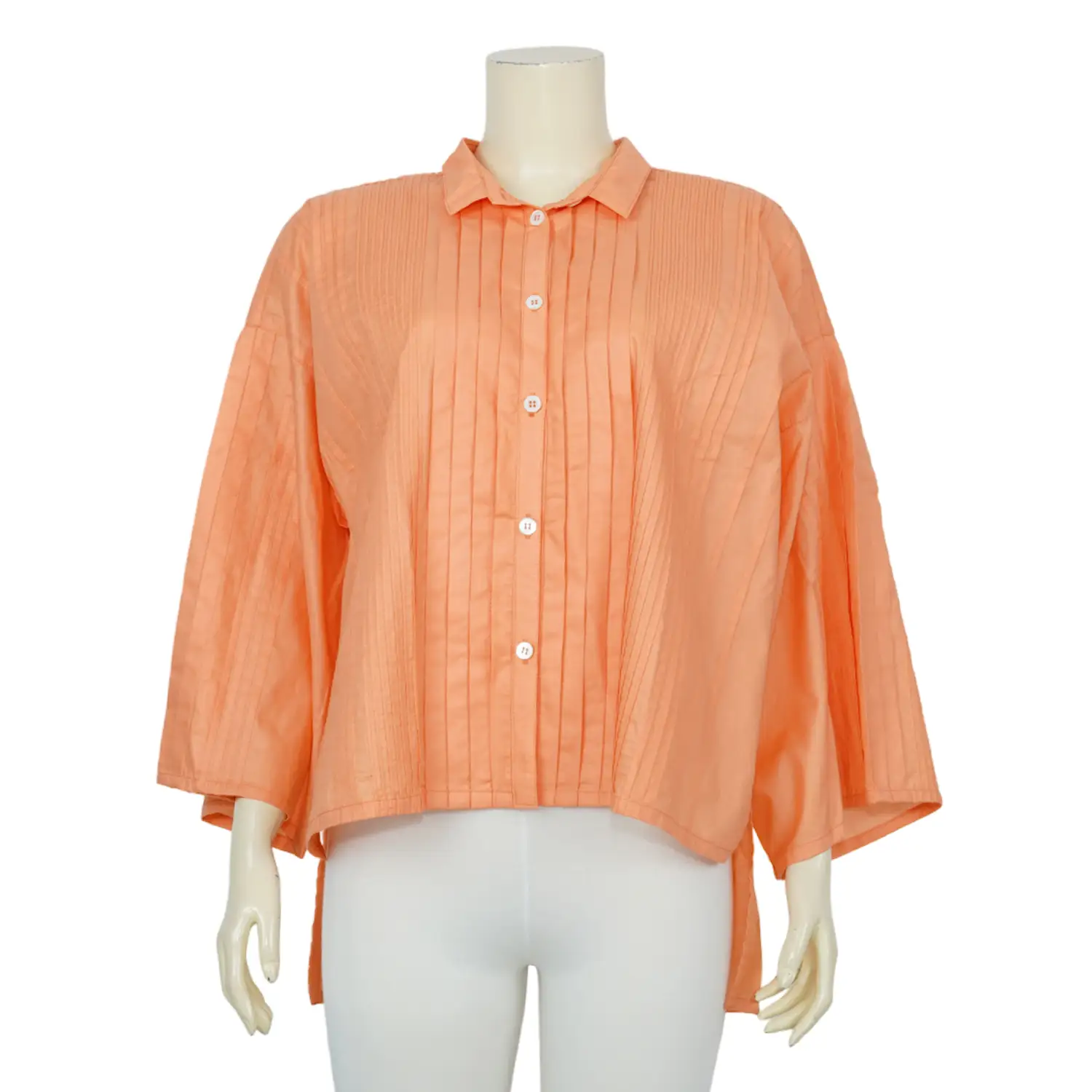 เสื้อสตรีคอปกแขนบาน ยาว 5 ส่วนทรงไหล่ตก