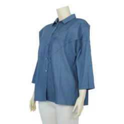 เสื้อเชิ้ตสตรีแขนยาว ทรงปีกค้างคาว ปลายแขนสอบ - Image 2