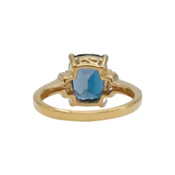 แหวนเงิน925ชุบทอง18K ประดับโทแพซสีฟ้าทรงหมอน และโทแพซสีขาว - Image 4