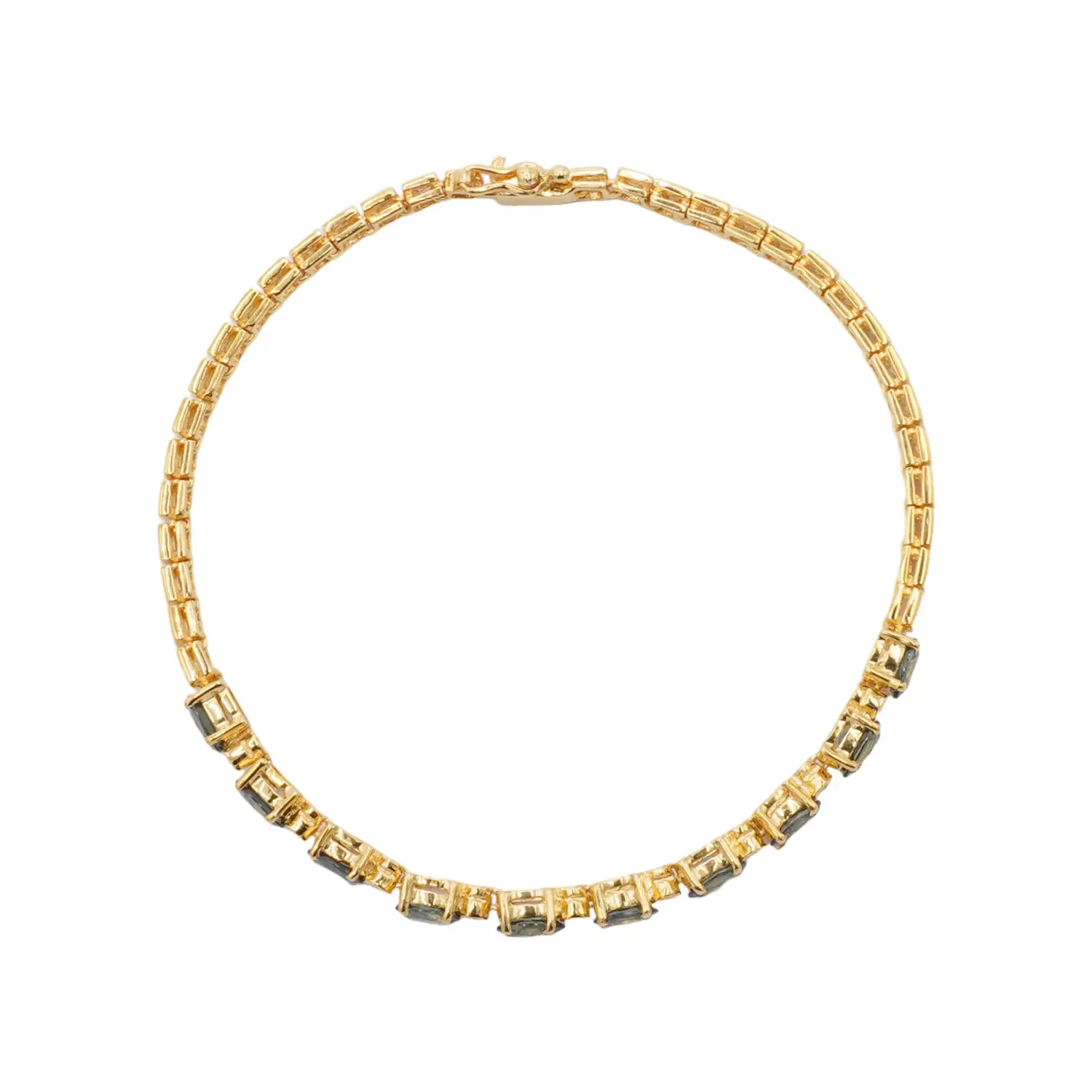 สร้อยข้อมือเงิน925 ชุบทอง24K ประดับอัญมณี - Image 9