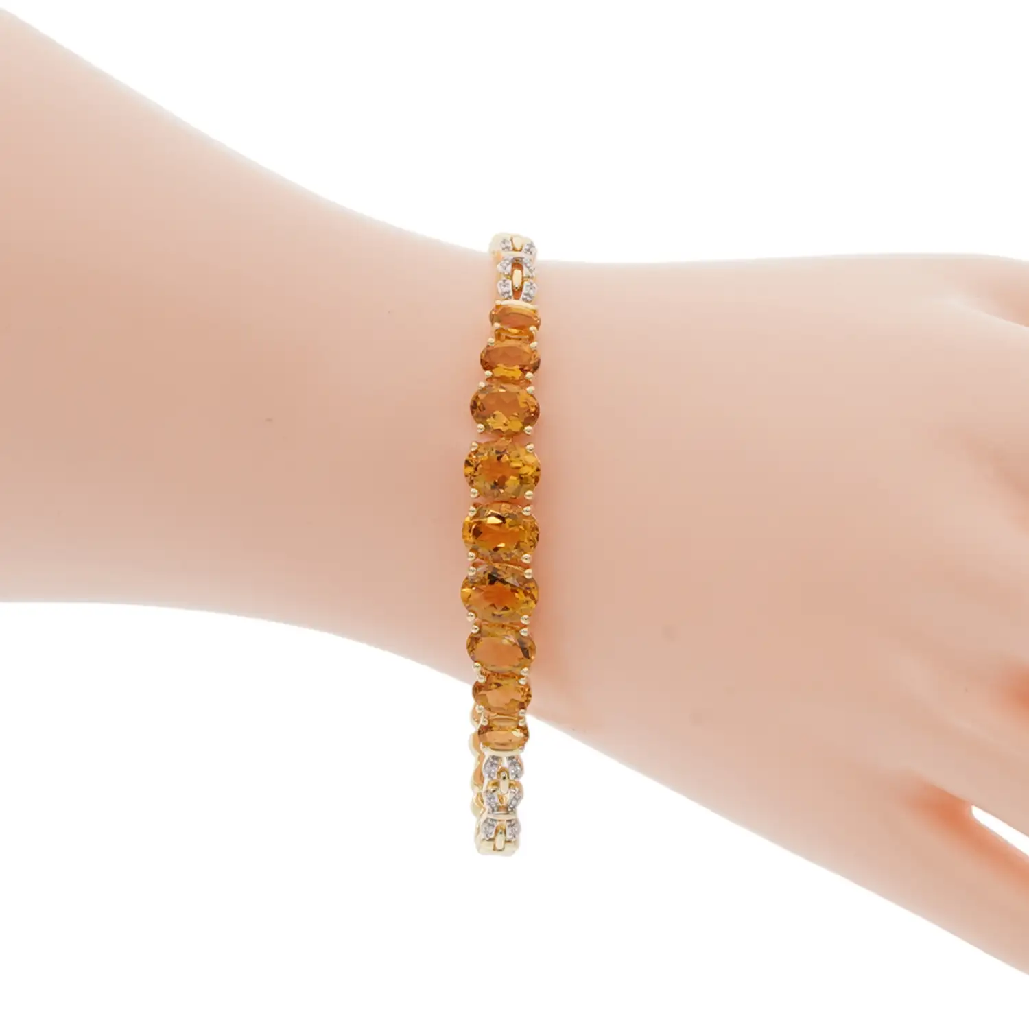สร้อยข้อมือเงิน925 ชุบทอง10K ประดับซิทริน และเซอร์คอนสีขาว - Image 2