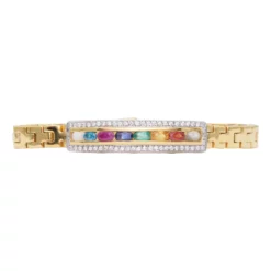 สร้อยข้อมือ เงิน925 ชุบทอง18K ประดับอัญมณีหลากชนิด และโทแพซสีขาว