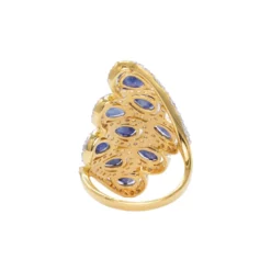 แหวนเงิน925 ชุบทอง18K ประดับไพลินและโทแพซสีขาว - Image 4
