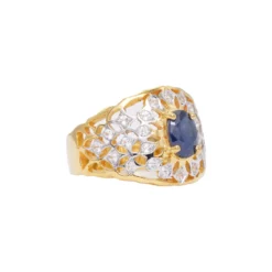แหวนเงิน925 ชุบทอง18K ประดับไพลิน และโทแพซสีขาว - Image 2
