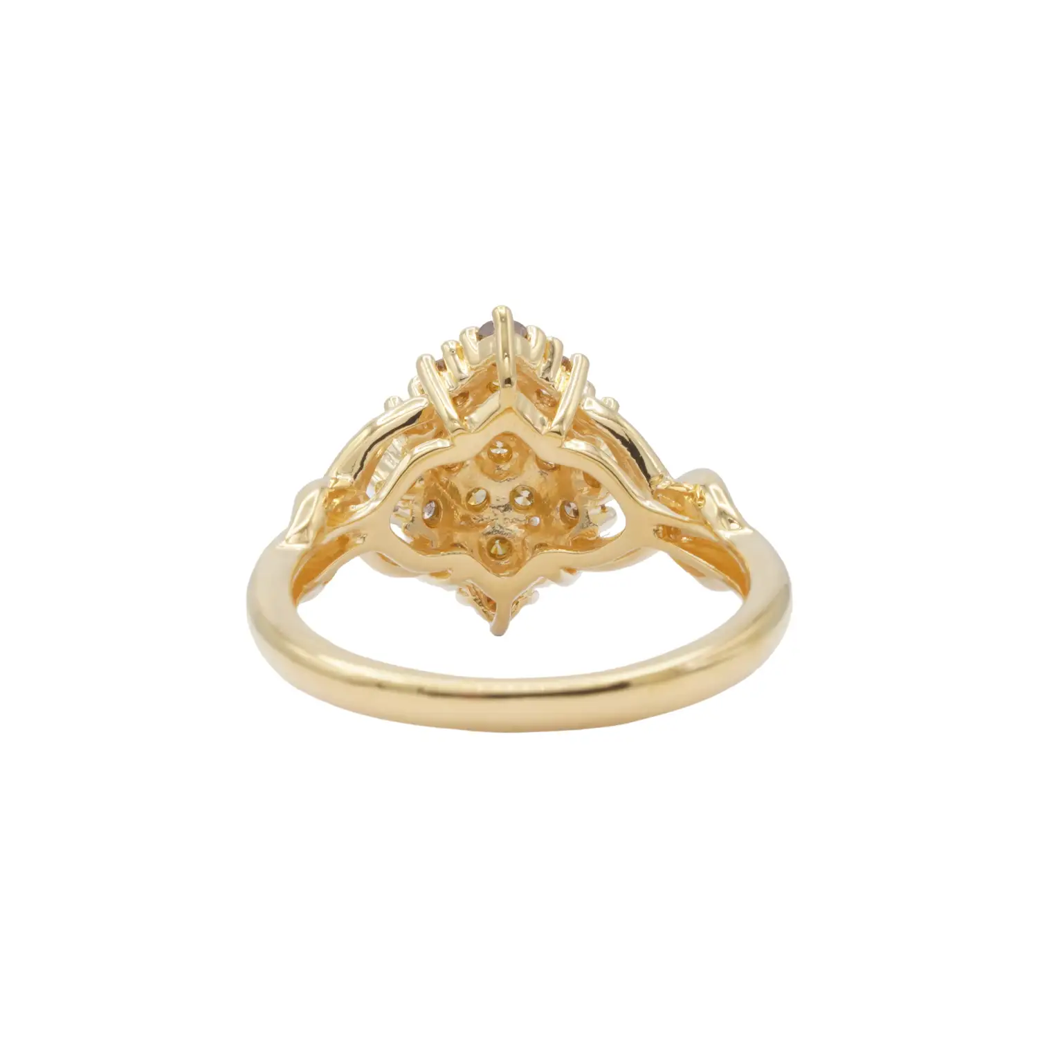 แหวนเงิน925 ชุบทอง10K ประดับเพชรสีแชมเปญ - Image 4