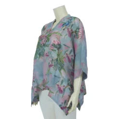 เสื้อคอจีน ผ่าหน้าคอวี แขน 3 ส่วน ลายธรรมชาติ - Image 2