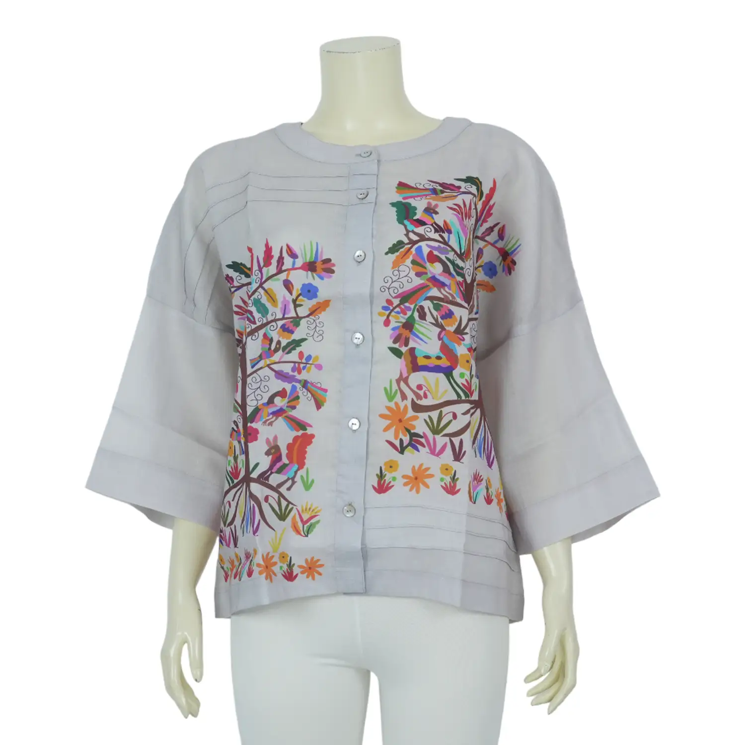 เสื้อคอจีน แขน 3 ส่วน ลายศิลปะสไตล์ชนเผ่า