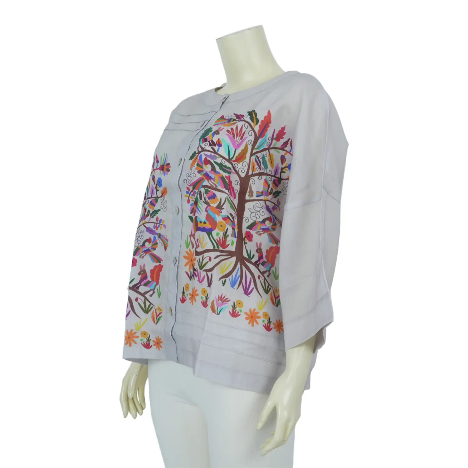 เสื้อคอจีน แขน 3 ส่วน ลายศิลปะสไตล์ชนเผ่า - Image 2
