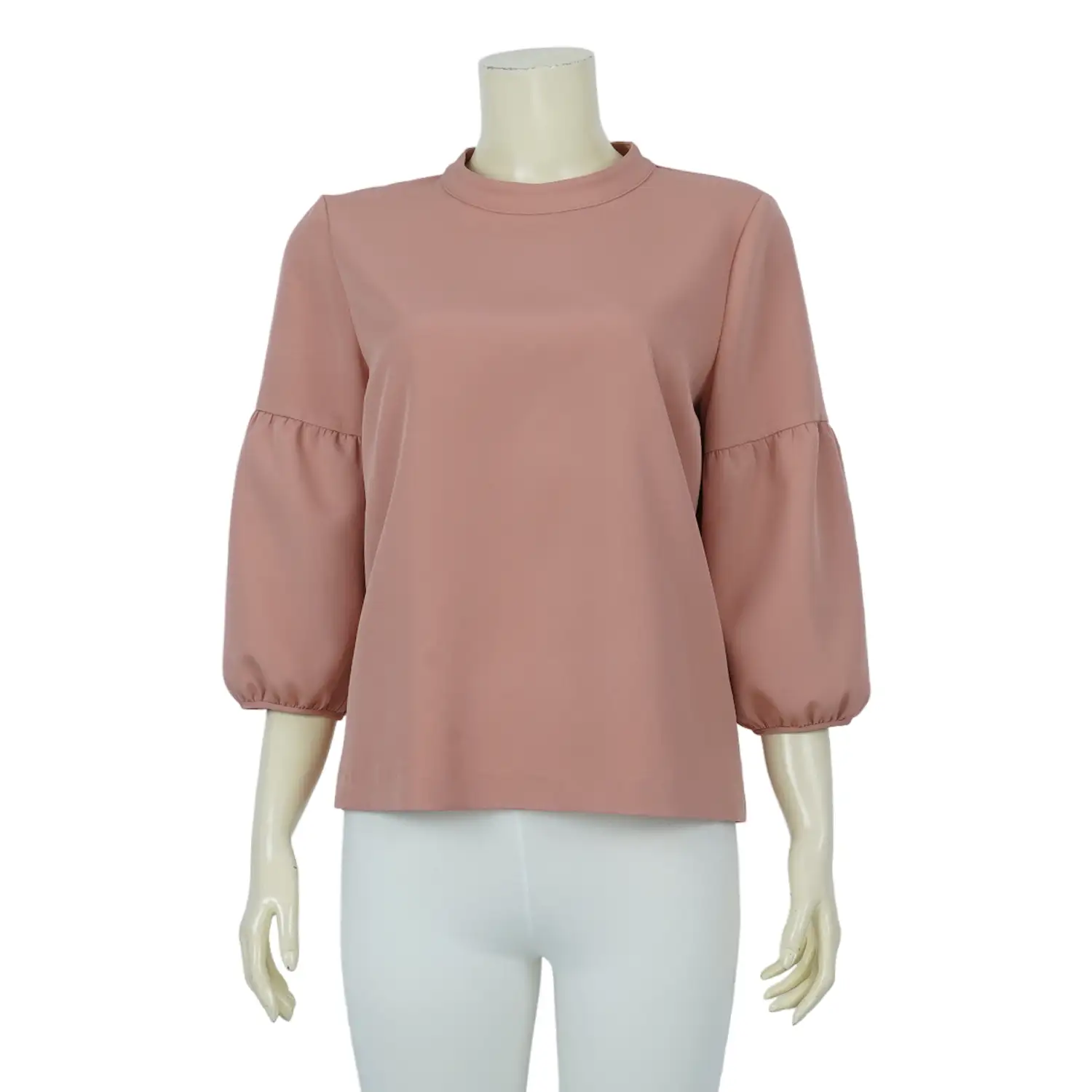 เซตเสื้อคอตั้ง แขนพอง สีน้ำเงินและสีชมพู ลายดอกไม้และผ้าพื้น รวม 2 ตัว (สงวนสิทธิ์ในการเลือก) - Image 2
