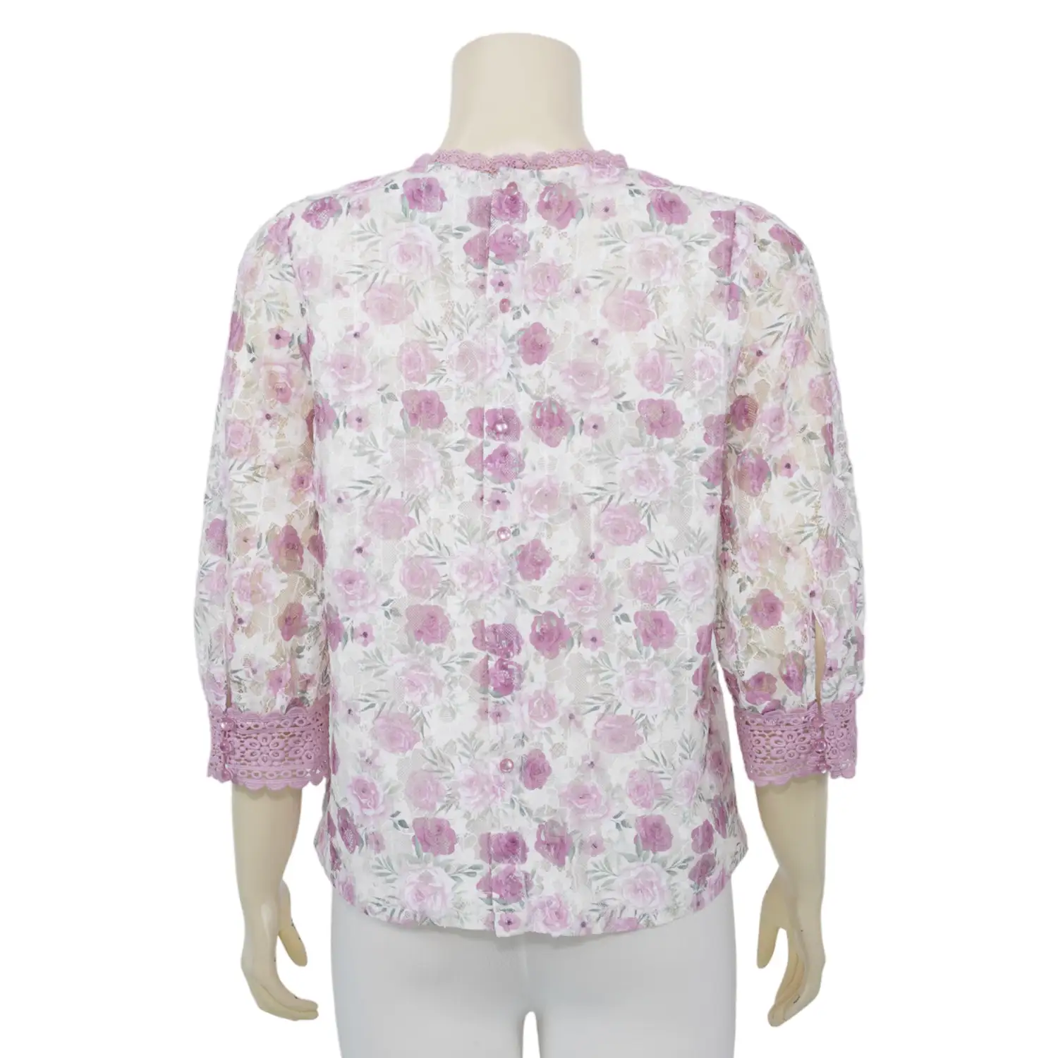 เซตเสื้อคอกลม แขนพอง 5 ส่วน ลายดอกกุหลาบ - Image 3