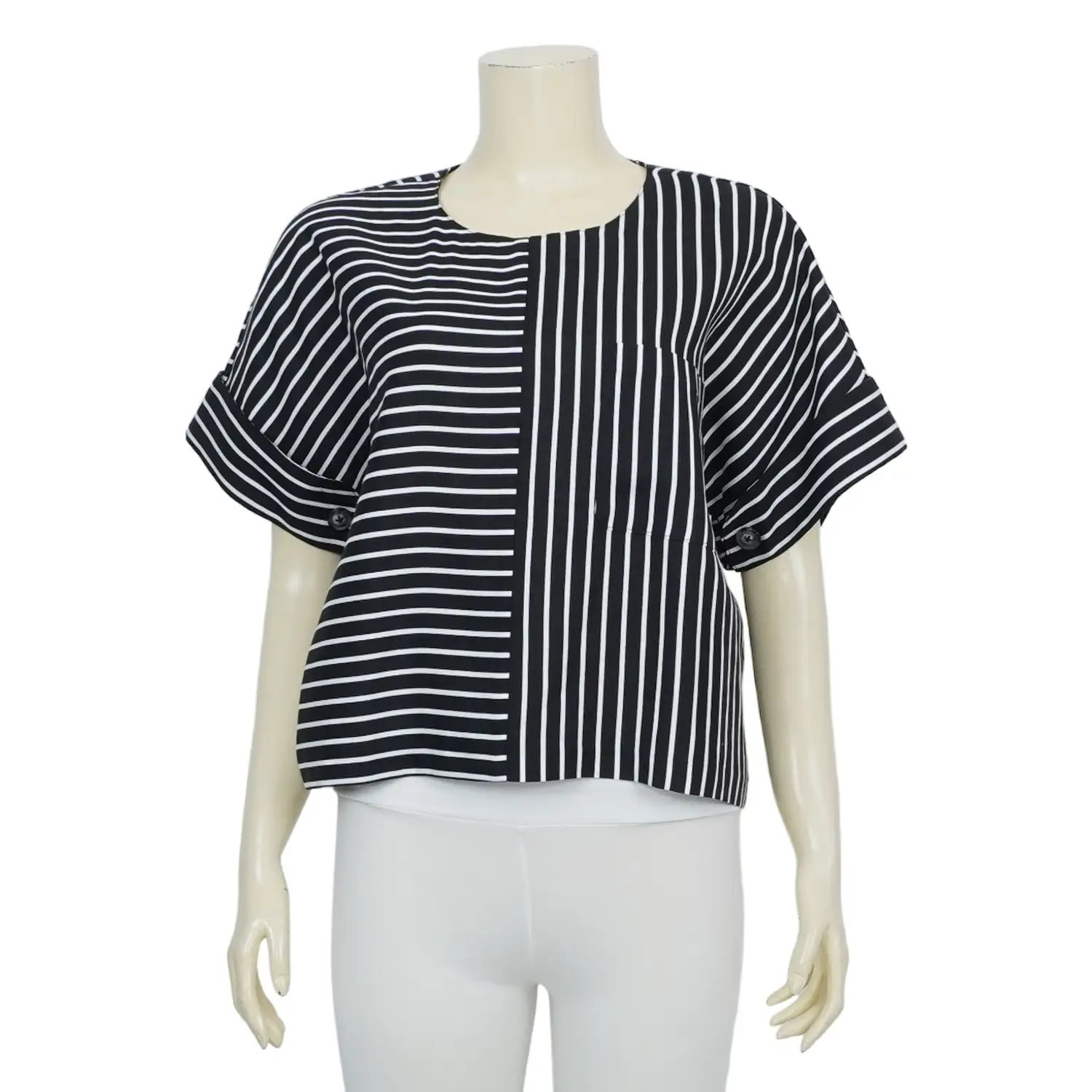 เสื้อสตรีคอกลมแขนสั้น ลาย MIX STRIPE - Image 2