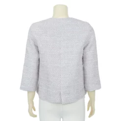 เสื้อแจ็คเก็ตคอกลม แขน 5 ส่วน ผ้าทวิตสีชมพู - Image 3