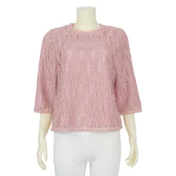 เสื้อสตรีคอกลม  แขนยาว 4 ส่วน  ผ้าลูกไม้ลายวงกลม