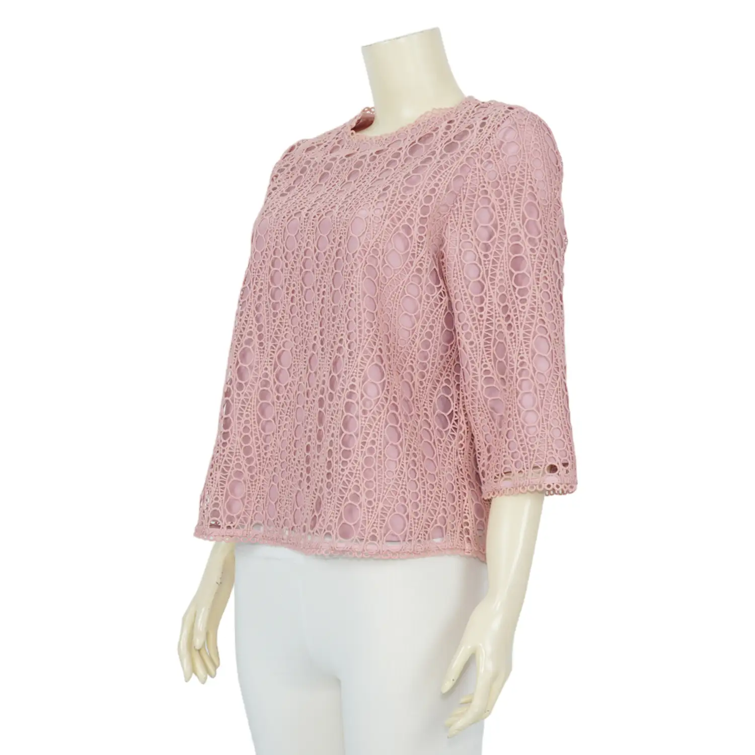 เสื้อสตรีคอกลม แขนยาว 4 ส่วน ผ้าลูกไม้ลายวงกลม - Image 2