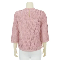 เสื้อสตรีคอกลม แขนยาว 4 ส่วน ผ้าลูกไม้ลายวงกลม - Image 3
