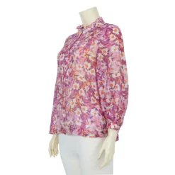 เสื้อสตรีคอตั้งแขนกระบอก ยาว 5 ส่วน ลายดอกไม้ - Image 2